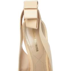 Pre Owned Nicholas Kirkwood Cream Leather And PVC Origami Bow Pointed Toe Pumps Size 39