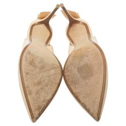 Pre Owned Nicholas Kirkwood Cream Leather And PVC Origami Bow Pointed Toe Pumps Size 39