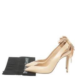 Pre Owned Nicholas Kirkwood Cream Leather And PVC Origami Bow Pointed Toe Pumps Size 39