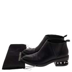 Pre Owned Nicholas Kirkwood Black leather Suzi Studded Ankle Boots Size 39