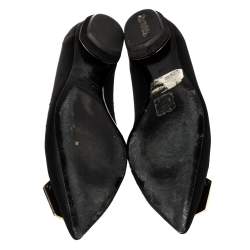 Pre Owned Nicholas Kirkwood Black Satin Eden Crystal Embellished Pointed Toe Flats Size 40 