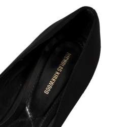 Pre Owned Nicholas Kirkwood Black Satin Eden Crystal Embellished Pointed Toe Flats Size 40 
