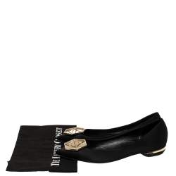 Pre Owned Nicholas Kirkwood Black Satin Eden Crystal Embellished Pointed Toe Flats Size 40 