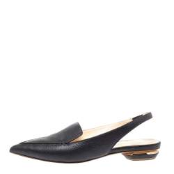 Pre Owned Nicholas Kirkwood Black Leather Beya Slingback Flats Size 39