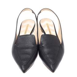 Pre Owned Nicholas Kirkwood Black Leather Beya Slingback Flats Size 39