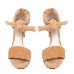 Nicholas Kirkwood Beige Suede Ziggy Ankle Strap Sandals Size 38