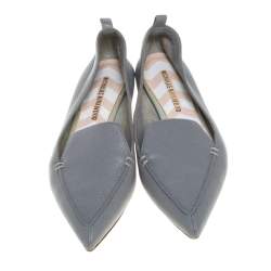 Pre Owned Nicholas Kirkwood Grey Leather Beya Loafers Size 37