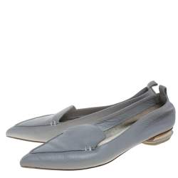 Pre Owned Nicholas Kirkwood Grey Leather Beya Loafers Size 37