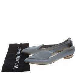 Pre Owned Nicholas Kirkwood Grey Leather Beya Loafers Size 37