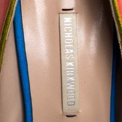 Pre Owned Nicholas Kirkwood Multicolor Suede Peep Toe Pumps Size 38.5
