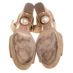 Nicholas Kirkwood Beige Satin Platform Sandals Size 37
