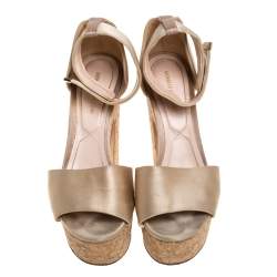 Nicholas Kirkwood Beige Satin Platform Sandals Size 37