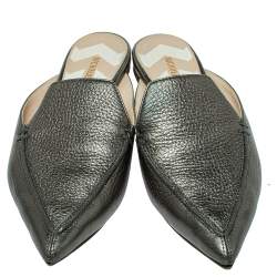 Pre Owned Nicholas Kirkwood Green Leather Beya Flat Mules Size 36