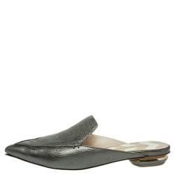 Pre Owned Nicholas Kirkwood Green Leather Beya Flat Mules Size 36
