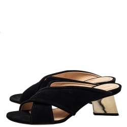 Nicholas Kirkwood Black Suede Criss Cross Mules Sandals Size 41
