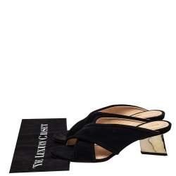 Nicholas Kirkwood Black Suede Criss Cross Mules Sandals Size 41