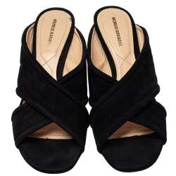 Nicholas Kirkwood Black Suede Criss Cross Mules Sandals Size 41