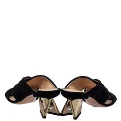Nicholas Kirkwood Black Suede Criss Cross Mules Sandals Size 41