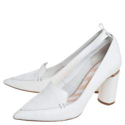 Pre Owned Nicholas Kirkwood White Leather Beya Pumps Size 37.5