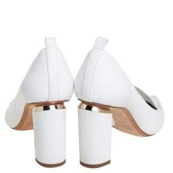 Pre Owned Nicholas Kirkwood White Leather Beya Pumps Size 37.5