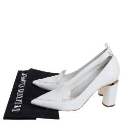 Pre Owned Nicholas Kirkwood White Leather Beya Pumps Size 37.5