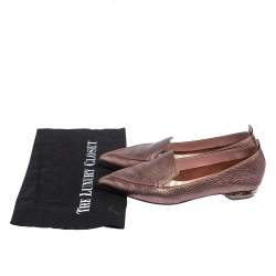 Pre Owned Nicholas Kirkwood Metallic Leather Beya PointedToe Loafers Size 37