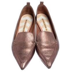 Pre Owned Nicholas Kirkwood Metallic Leather Beya PointedToe Loafers Size 37