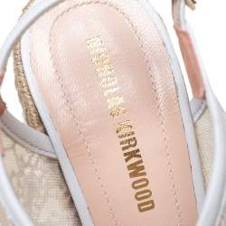 Nicholas Kirkwood White Lace Wedge Platform Ankle Strap Espadrilles Size 35.5