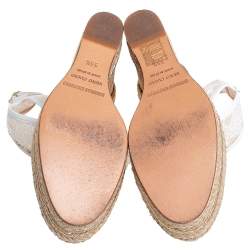 Nicholas Kirkwood White Lace Wedge Platform Ankle Strap Espadrilles Size 35.5
