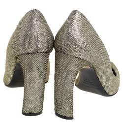 Pre Owned Nicholas Kirkwood Gold Glitter And Lurex Pointed Toe Block Heel Pumps Size 38