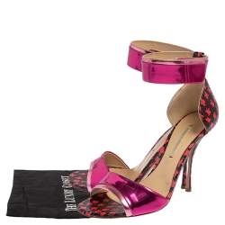 Nicholas Kirkwood Pink Patent And Snakeskin Leather Ankle Strap Sandals Size 37