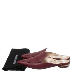 Pre Owned Nicholas Kirkwood Burgundy Leather Beya Mules Sandals Size 39.5