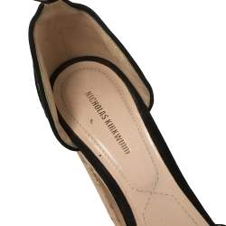 Nicholas Kirkwood Black Lace Maya Pearl Platform Ankle Strap Sandals Size 39.5