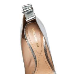 Pre Owned Nicholas Kirkwood Silver Leather And PVC Bow Pumps Size 39
