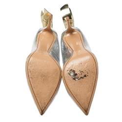 Pre Owned Nicholas Kirkwood Silver Leather And PVC Bow Pumps Size 39