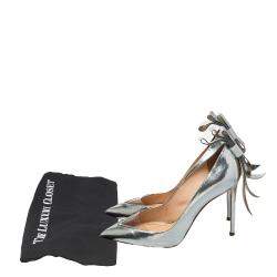 Pre Owned Nicholas Kirkwood Silver Leather And PVC Bow Pumps Size 39