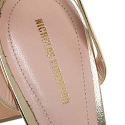 Nicholas Kirkwood Gold Leather Pearl Embellished Platform Ankle Strap Sandals Size 42