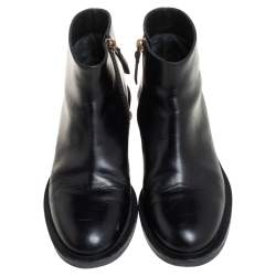 Pre Owned Nicholas Kirkwood Black Leather Faux Pearl Embellished Ankle Boots Size 36.5