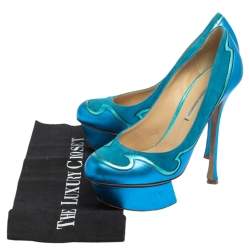 Nicholas Kirkwood Blue Suede And Leather Platform Pumps Size 36.5