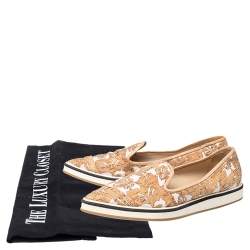 Nicholas Kirkwood Beige/White Cork And Fabric Pointed Toe Slip On Sneakers Size 39