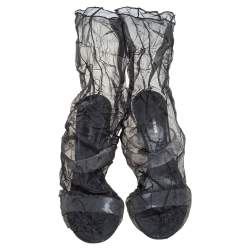 Nicholas Kirkwood Black Mesh And PVC D'Arcy Ankle Boots Size 41