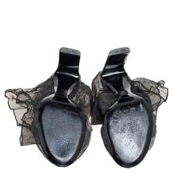 Nicholas Kirkwood Black Mesh And PVC D'Arcy Ankle Boots Size 41