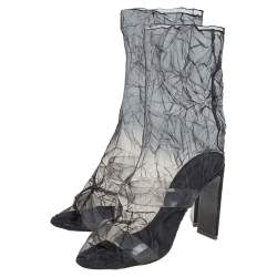 Nicholas Kirkwood Black Mesh And PVC D'Arcy Ankle Boots Size 41