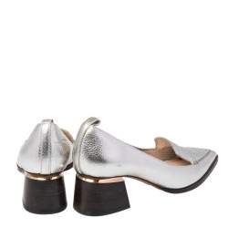 Nicholas Kirkwood Silver Leather Beya Block Heel Pumps Size 38
