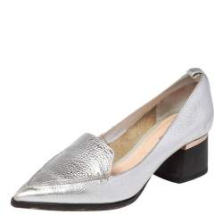 Nicholas Kirkwood Silver Leather Beya Block Heel Pumps Size 38