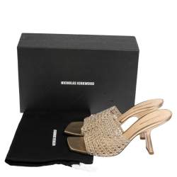 Nicholas Kirkwood Gold/Silver Woven Fabric Alba Mule Sandals Size 41