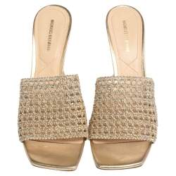 Nicholas Kirkwood Gold/Silver Woven Fabric Alba Mule Sandals Size 41
