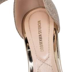 Nicholas Kirkwood Gold Lurex Fabric And Glitter Platform Ankle Strap Sandals Size 36