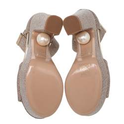 Nicholas Kirkwood Gold Lurex Fabric And Glitter Platform Ankle Strap Sandals Size 36