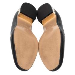 Pre Owned Nicholas Kirkwood Black Leather Casati Pearl Embellished Heel Loafers Size 38